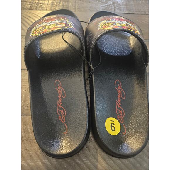 Men\'s Ed Hardy Sport Sandals, Slides Slip Ons Roaring Tiger, Size 9 Black NWT main image 4
